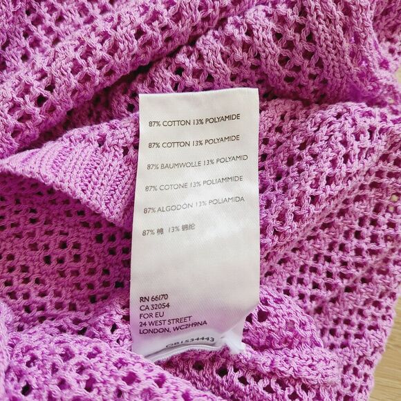 New Free People Beach Crocheted Top M Lavendar Purple Open‎ Knit Pullover - Picture 7 of 10